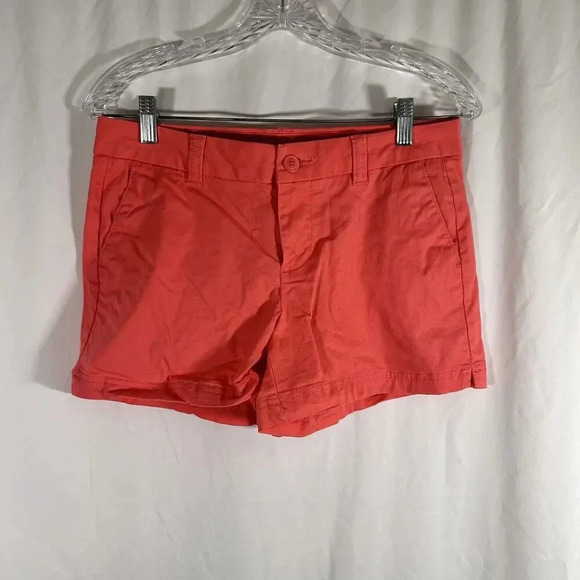 Magellan Chino Shorts Womens 2 Pink 3.5" Inseam Mid Rise Cotton Blend Button Zip - Picture 1 of 7